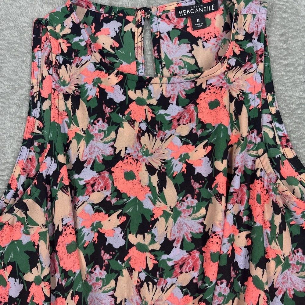 J.‎ Crew Mercantile Dress Women's Floral Sleeveless Flounce Hem Lined Size 0